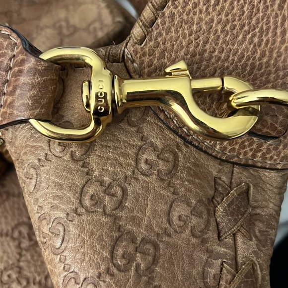 COPY - Gucci Large Jackie O Tan Leather Monogram bag - Picture 6 of 8
